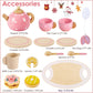 BUYGER Pretend Play Princess Tea Party Set for 3 4 5 6 + Year Old Wooden Kitchen Play Food Accessories Sets Gifts for Toddler Li