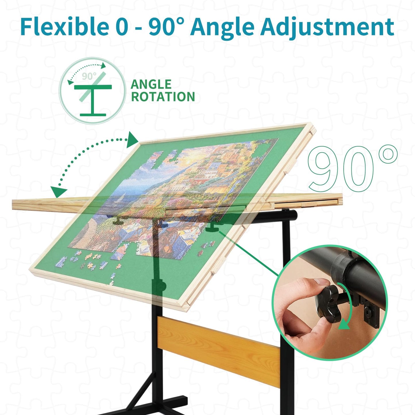 Builderbutler 1500Pcs Puzzle Table With Legs,34.25'' X 25.2''Wooden Jigsaw Puzzle Board With 4 Drawers & Cover,Height Adjustment