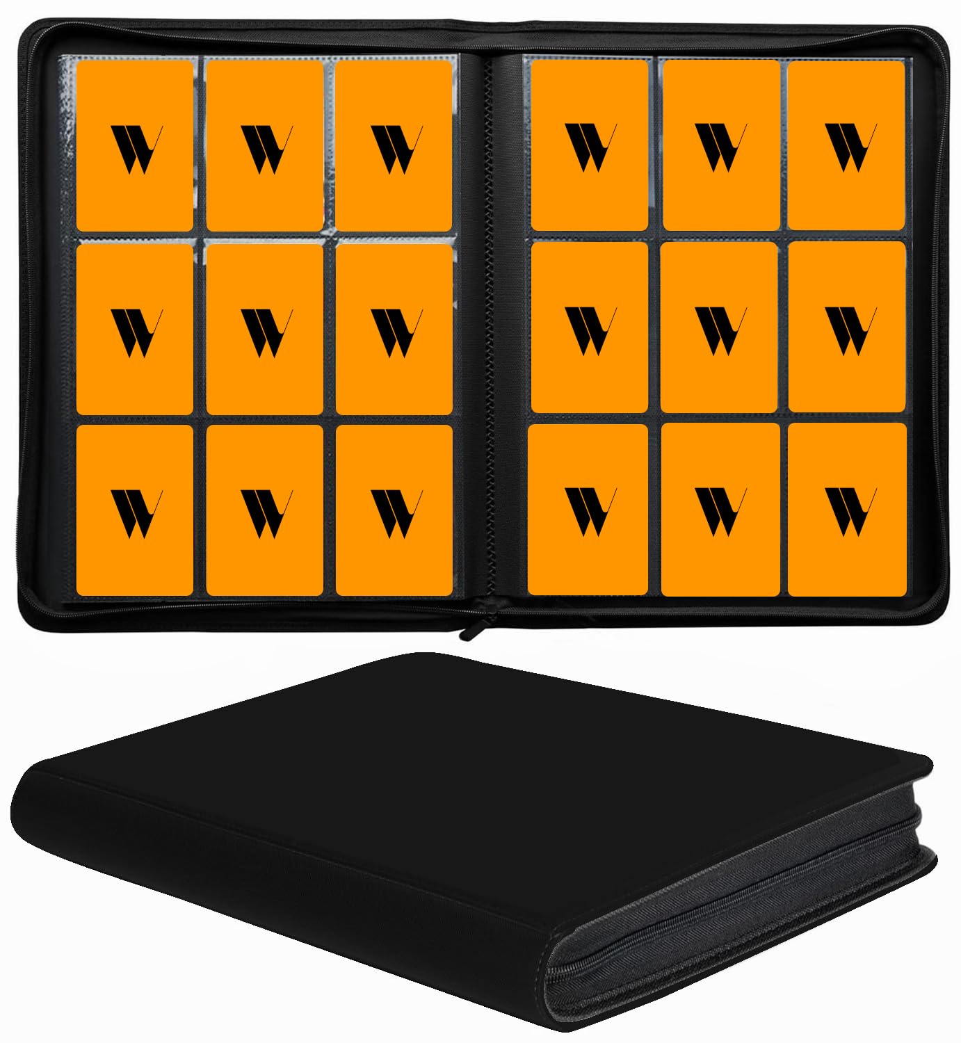 enhanced 9-Pocket Zippered Trading Card Binder  540 Pockets Double-Sided Side-Loading Card Organizer Album  PU Leather Card Holder Protector for MTG  TCG  Sports Cards (Black)