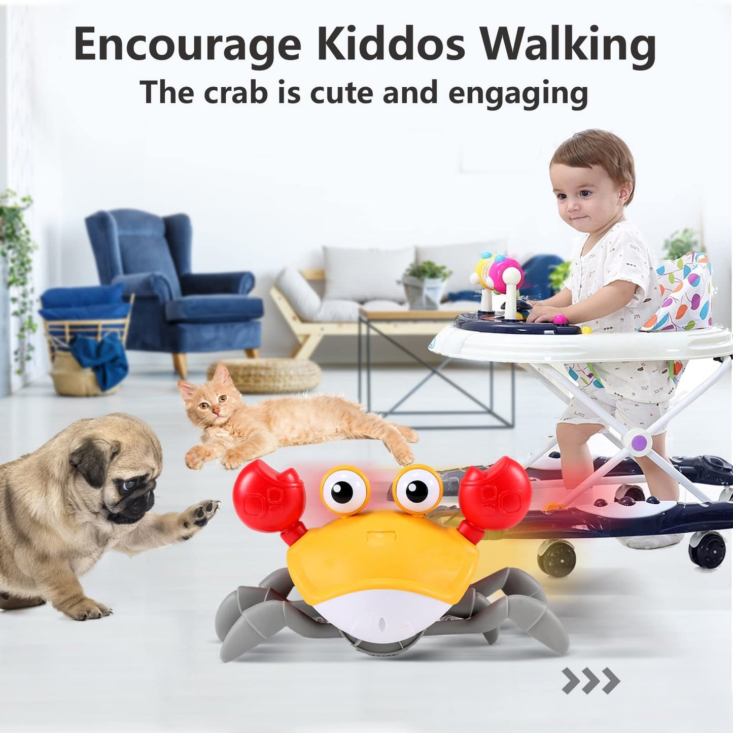 Crawling Crab Baby Toy Gifts: Tummy Time Toys Walking Dancing Cute Essentials Electric Induction Sensory Stuff Moving Babies Cra