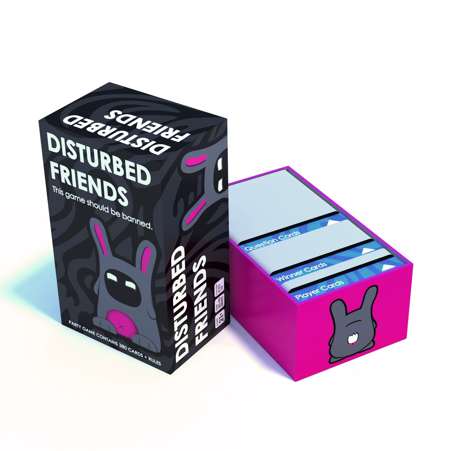 Disturbed Friends | A Party Game for Friends | Ideal for 4 Players | Fun mature-themed Game  Black and Pink