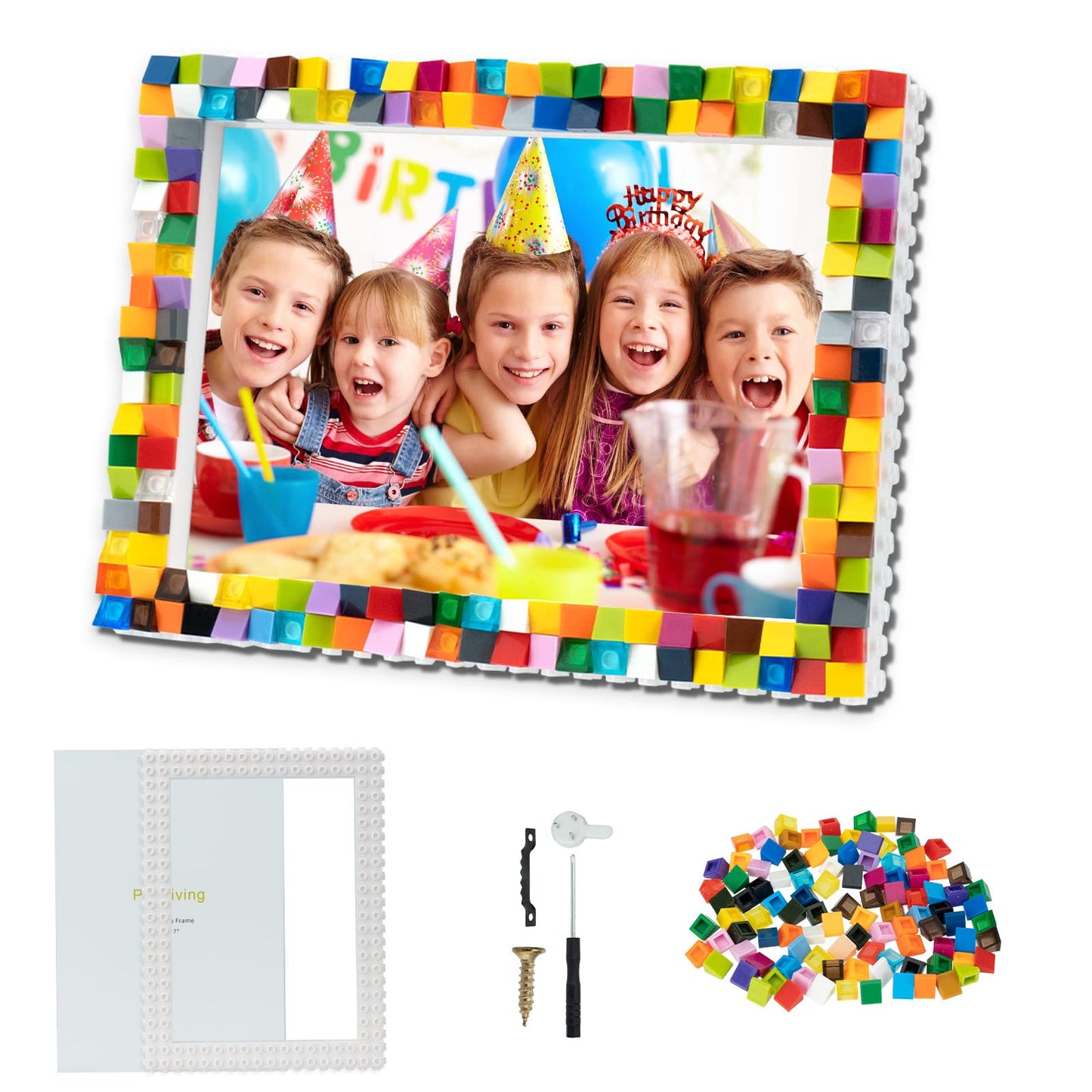 HAPMARS DIY Mosaic Block Photo Frame Making Kit - Creative Arts & Crafts for Kids Ages 6-12, Mosaic Craft Kits STEM Learning Act