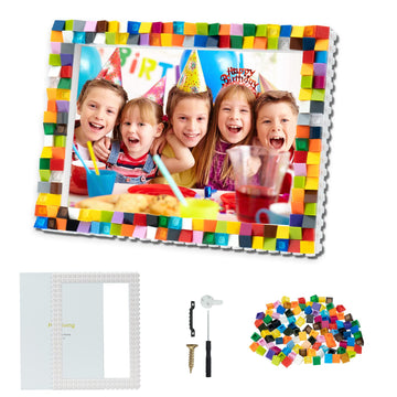 HAPMARS DIY Mosaic Block Photo Frame Making Kit - Creative Arts & Crafts for Kids Ages 6-12, Mosaic Craft Kits STEM Learning Act