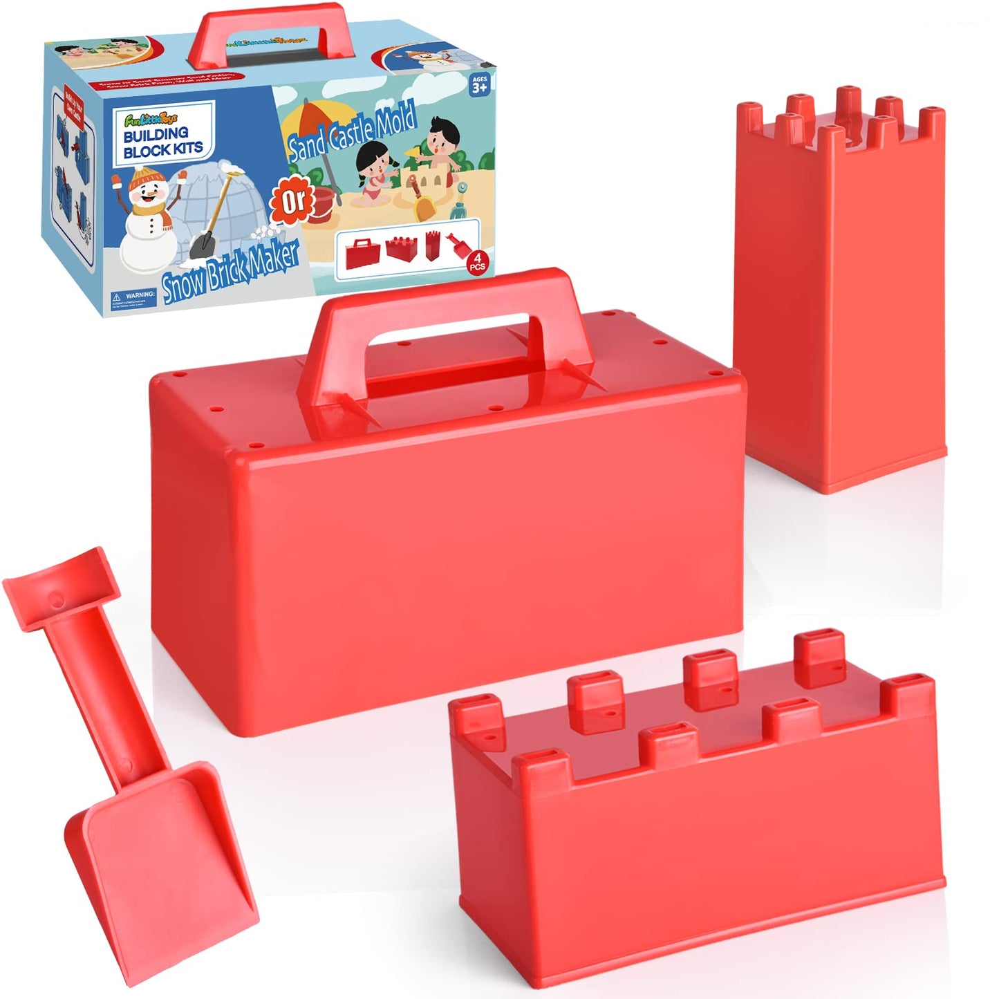 Snow Fort Building Block - Beach Sand Toys for Kids, Sand Castle Mold Kit, Winter Summer Outdoor Fun Toys for Boys Girls Toddler
