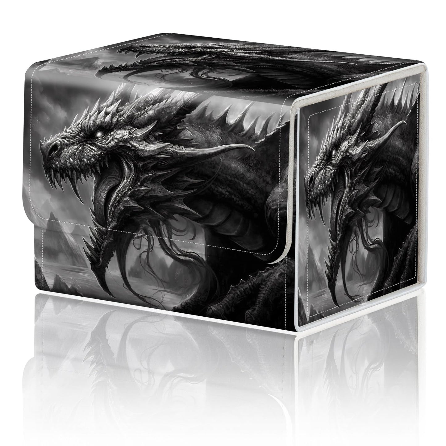 Card Game Storage Box TCG Deck Box MTG Card Box Organizer Trading Card Case Commander Deck Box TCG Card Storage Box Magnetic Closure Creative Pattern Up to 200 Cards  Cool Dark Dragon