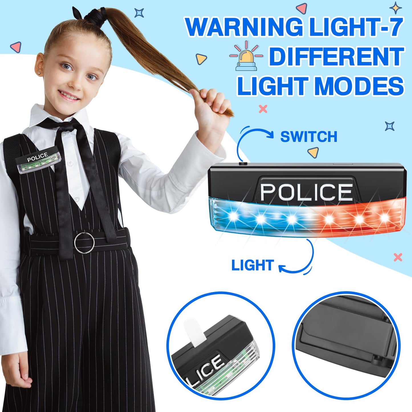 Ivenrxiu Police Toys, Police Pretend Play Toys For Dress Up, Role Play Set With Police Accessories, Handcuffs, Warning Light, Po