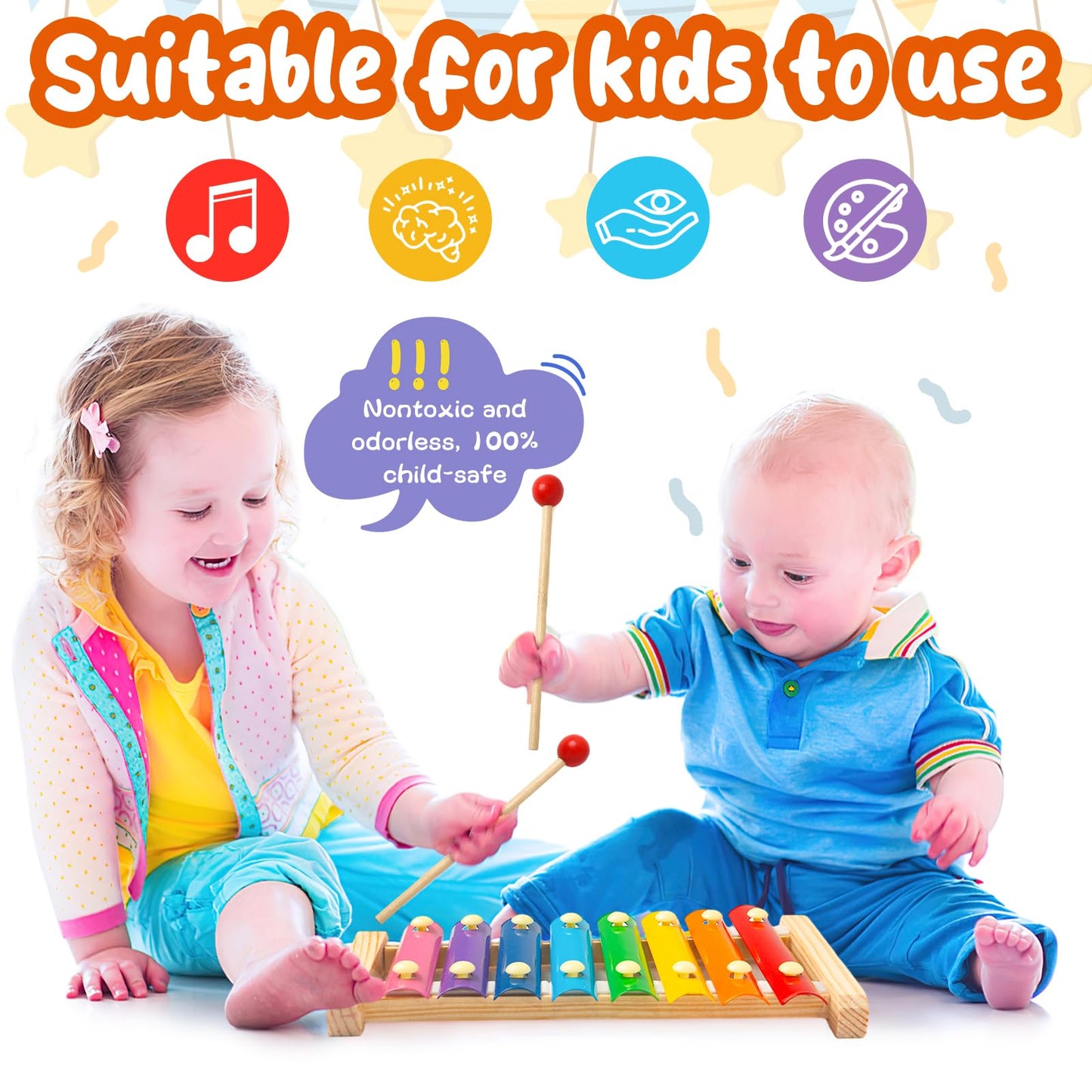 Mcpinky Xylophone For Kids, Xylophone Musical Toy With Child Safe Mallets Educational Musical Instruments Toy For Toddlers 1-3