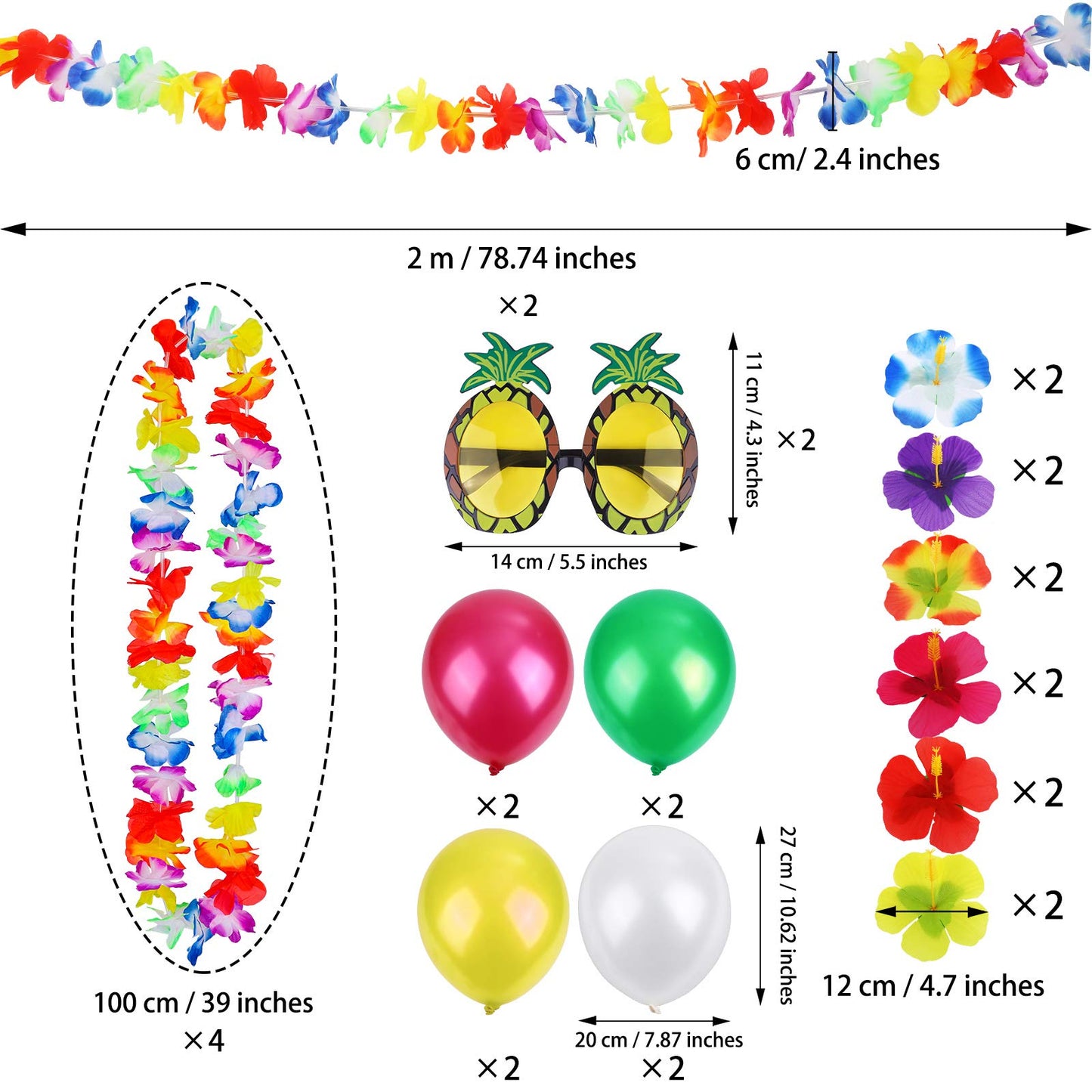 Ruisita Inflatable Luau Party Set 2 Pack Palm Trees 1 Pack Inflatable Parrot 1 Pack Inflatable Flamingo 2 Pack Beach Balls 1 Pac