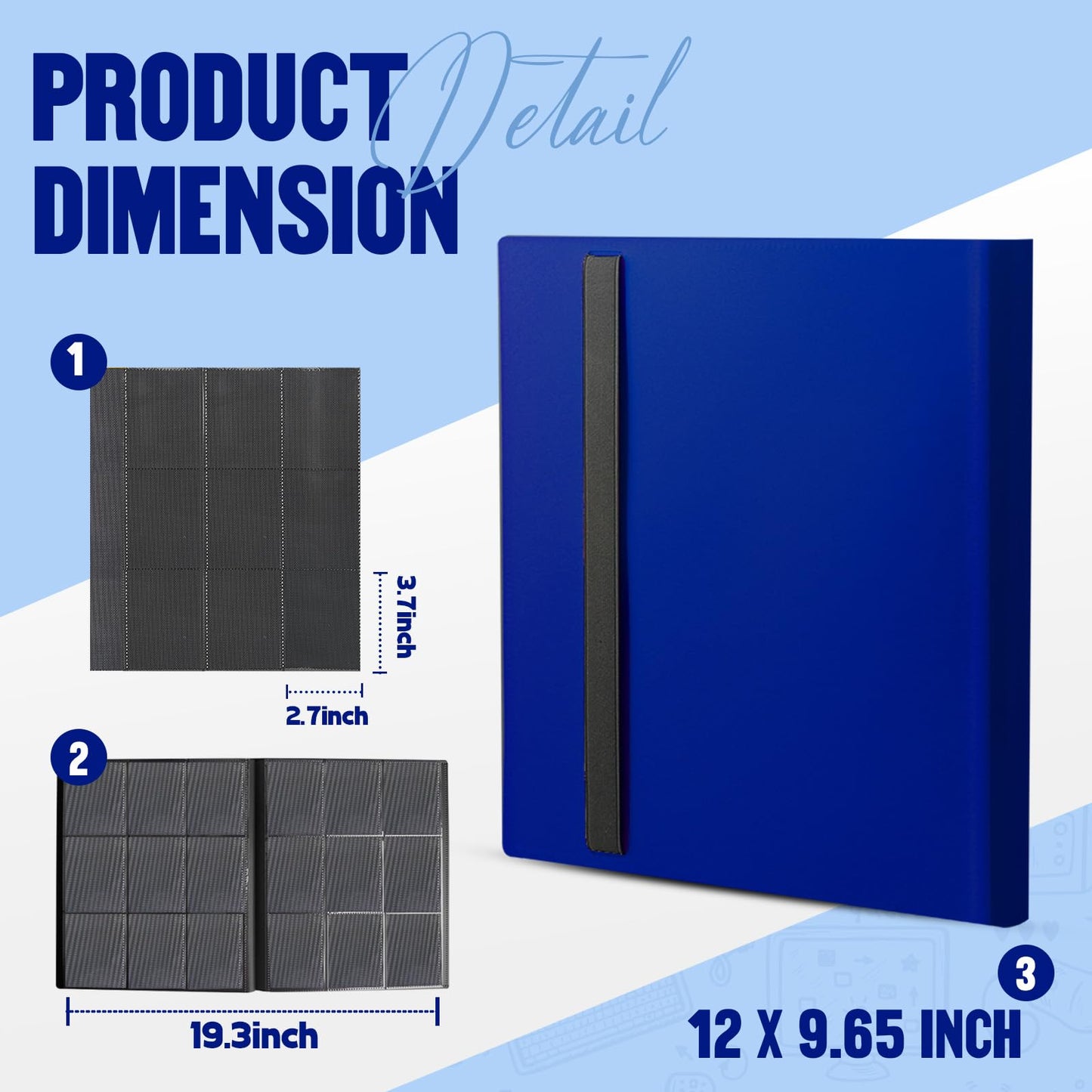 Card Binder 9-Pockets Trading Card Binder 20 Pages  360 Card Capacity Collection Binder  Card Folder for MTG  TCG  Game Cards & Sports Cards(Dark Blue)