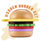 Pillowhale Wooden Play Food Toy For Kids Pretend Play Kitchen Accessories For Toddlers Wooden Play Fast Food Hamburger Set Educa