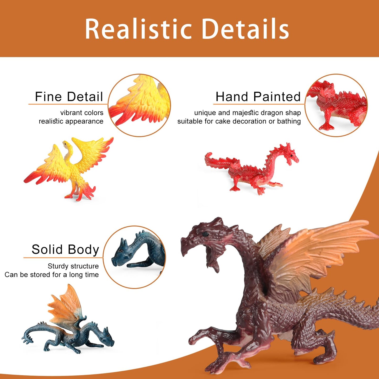 Eoivsh Mini Dragon Toys Figures - 12Pcs Ancient Flying Dragon Figurines For Boys Girls, Mythical Action Figure Kid Toys, Cupcake/Cake Topper & Party Favors
