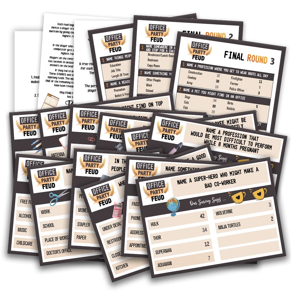 Office Party Friendly Feud Quiz, Office Family Feud Game, Team Building Games, Adult Holiday Games For Work Party, Workplace Trivia Game, Feud Trivia Quiz (O01)