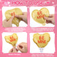 Gemscream 24 Pcs Valentines Day Conversation Heart Balloons Self Inflatable Heart Balloons with Bow Rod 4 Inch Mini Valentine D