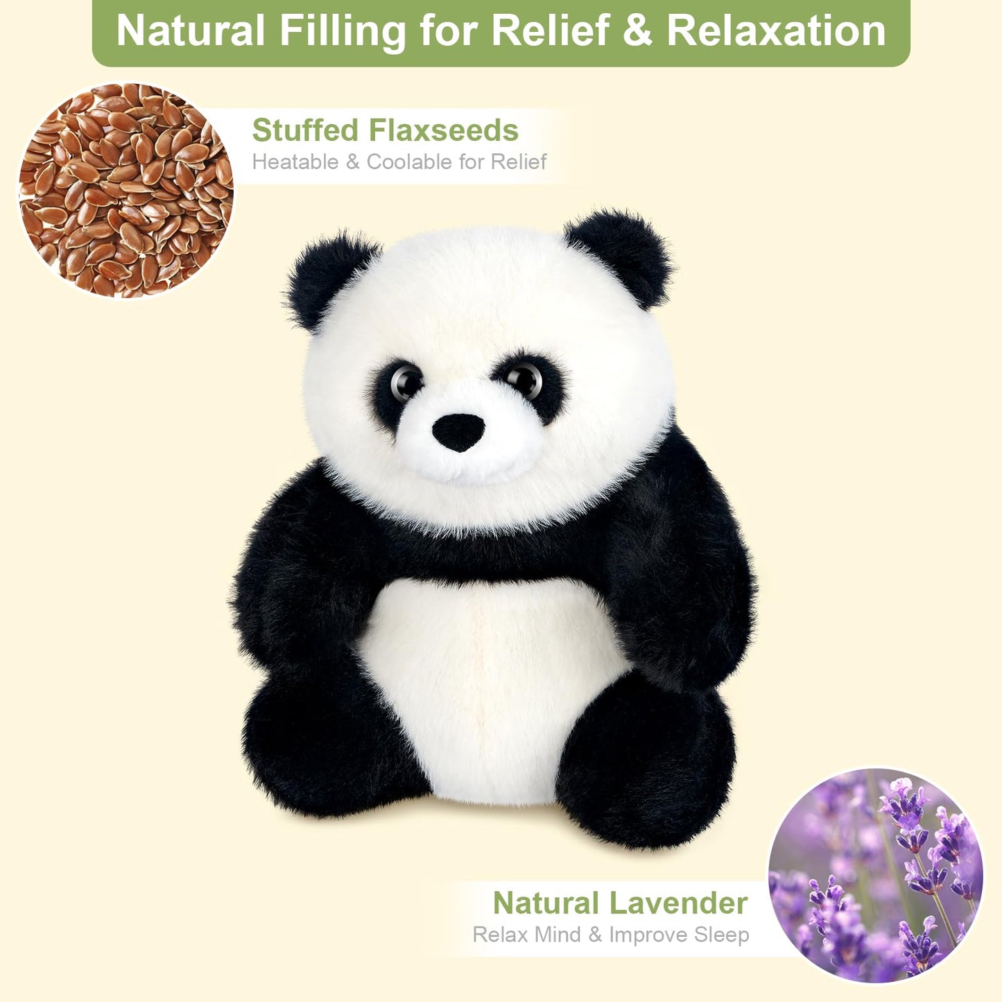 Suzzipals Heatable & Coolable Panda Stuffed Animal, Microwavable Heating Pads, Panda Plush For Companion, Lavender Panda Bear Pl