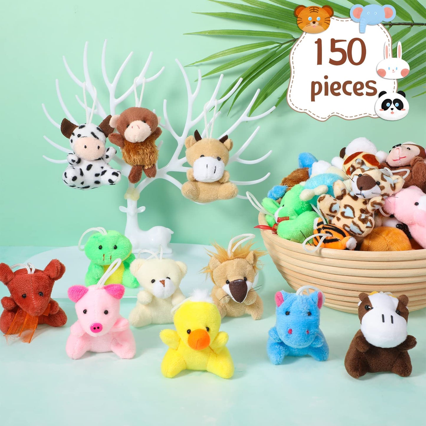 150 Pcs Mini Stuffed Animal Toys Bulk Keychain Decoration Small Plush Animal 2.4 In Tiny Small Animal Toys Small Animal Plush To