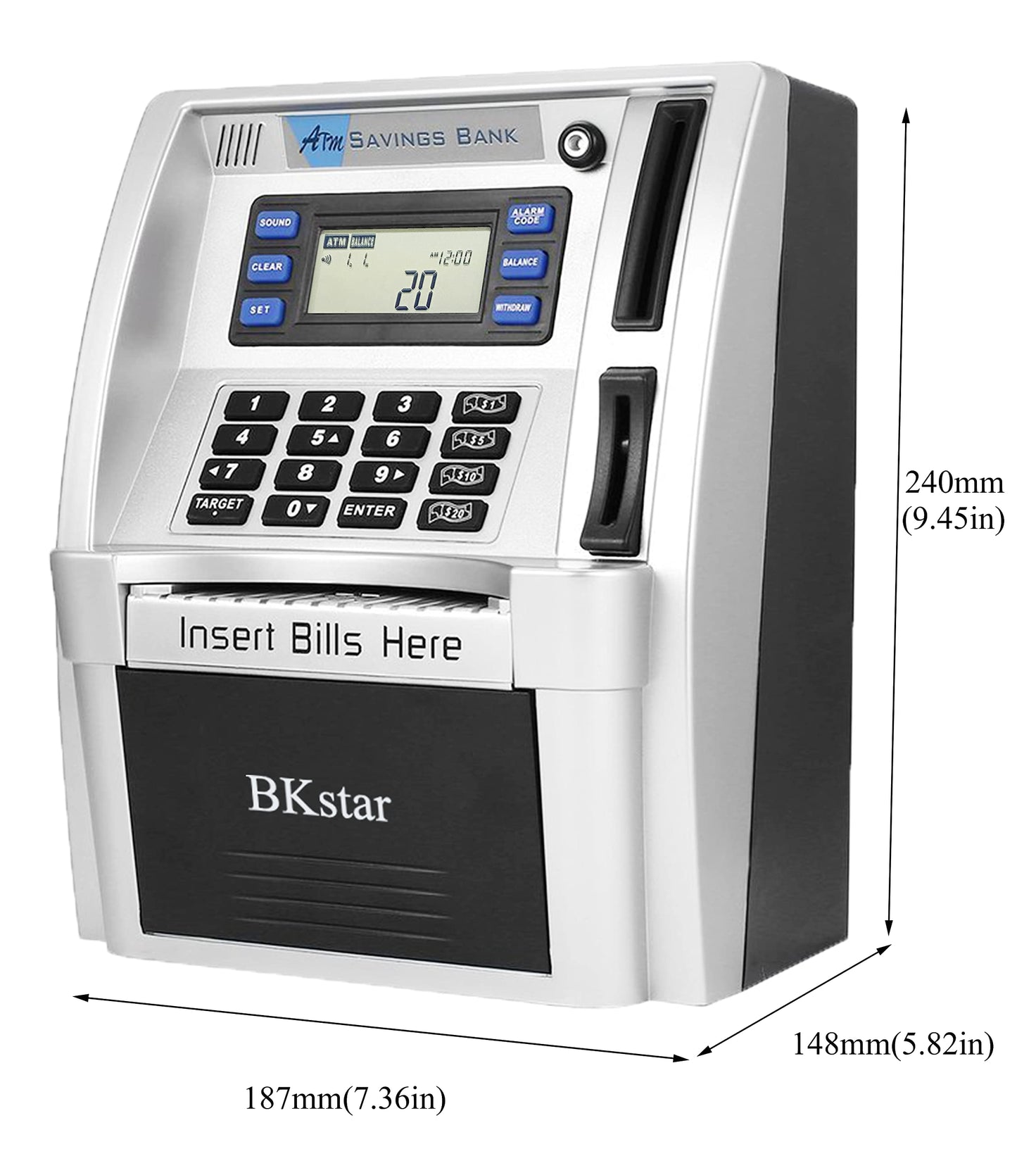 2024 Upgraded Atm Piggy Bank For Real Money Kids Adults With Debit Card, Bill Feeder, Coin Recognition, Balance Calculator, Digi