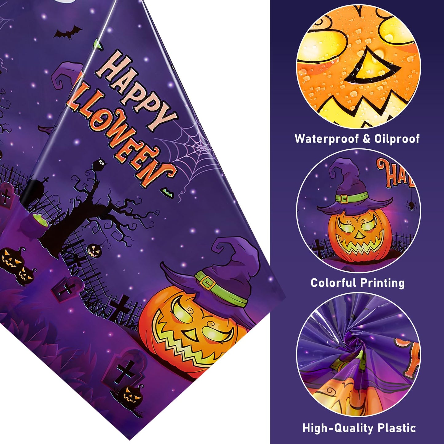 WERNNSAI Halloween Tablecloths 2 PCs - Halloween Party Tablecloth Halloween Plastic Tablecloth 108 x54    Disposable Tablecloth