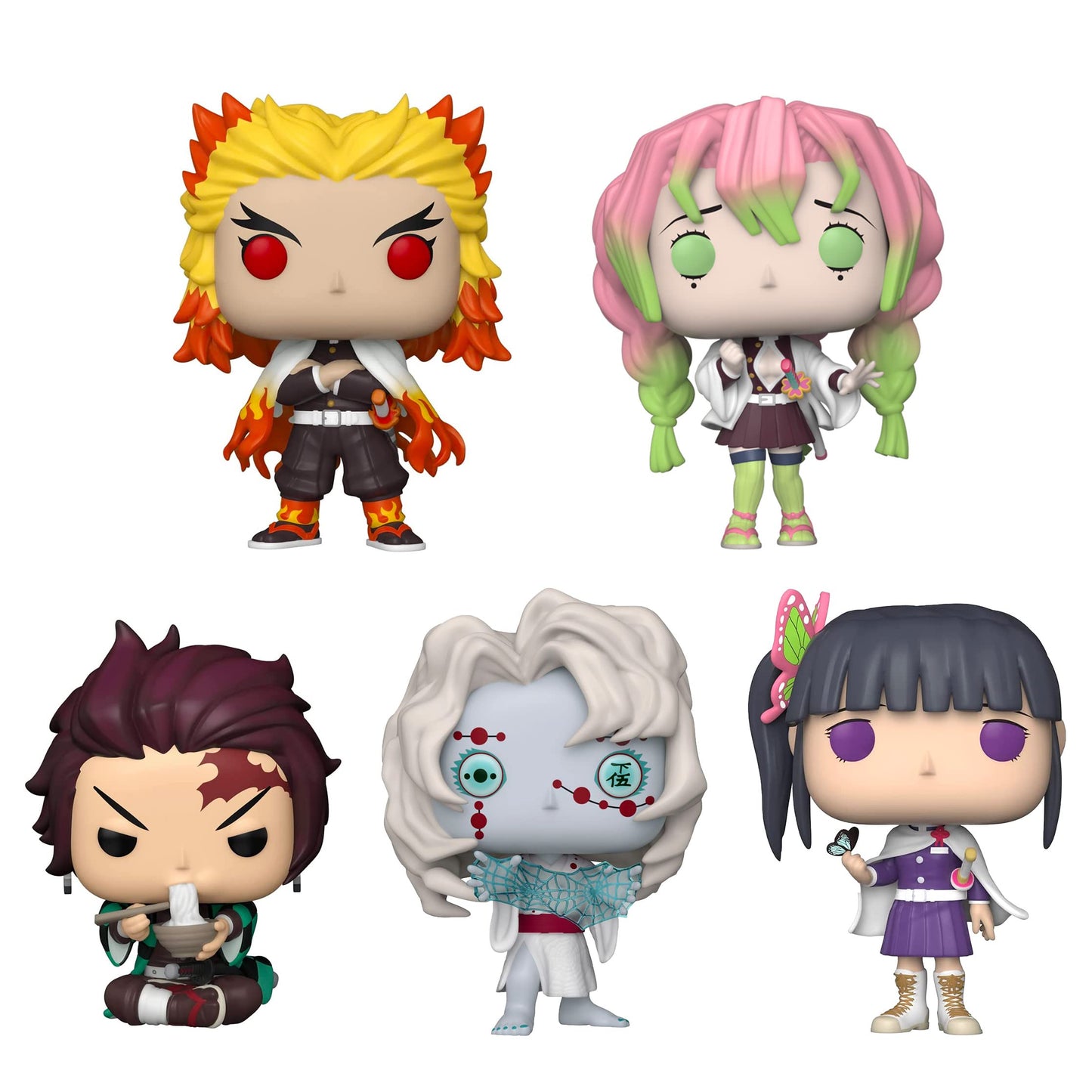 Funko Demon Slayer Pop Bundle - Kamado Tanjiro, Kyojuro Rengoku, Rui, Mitsuri Kanroji, Kanao Tsuyuri