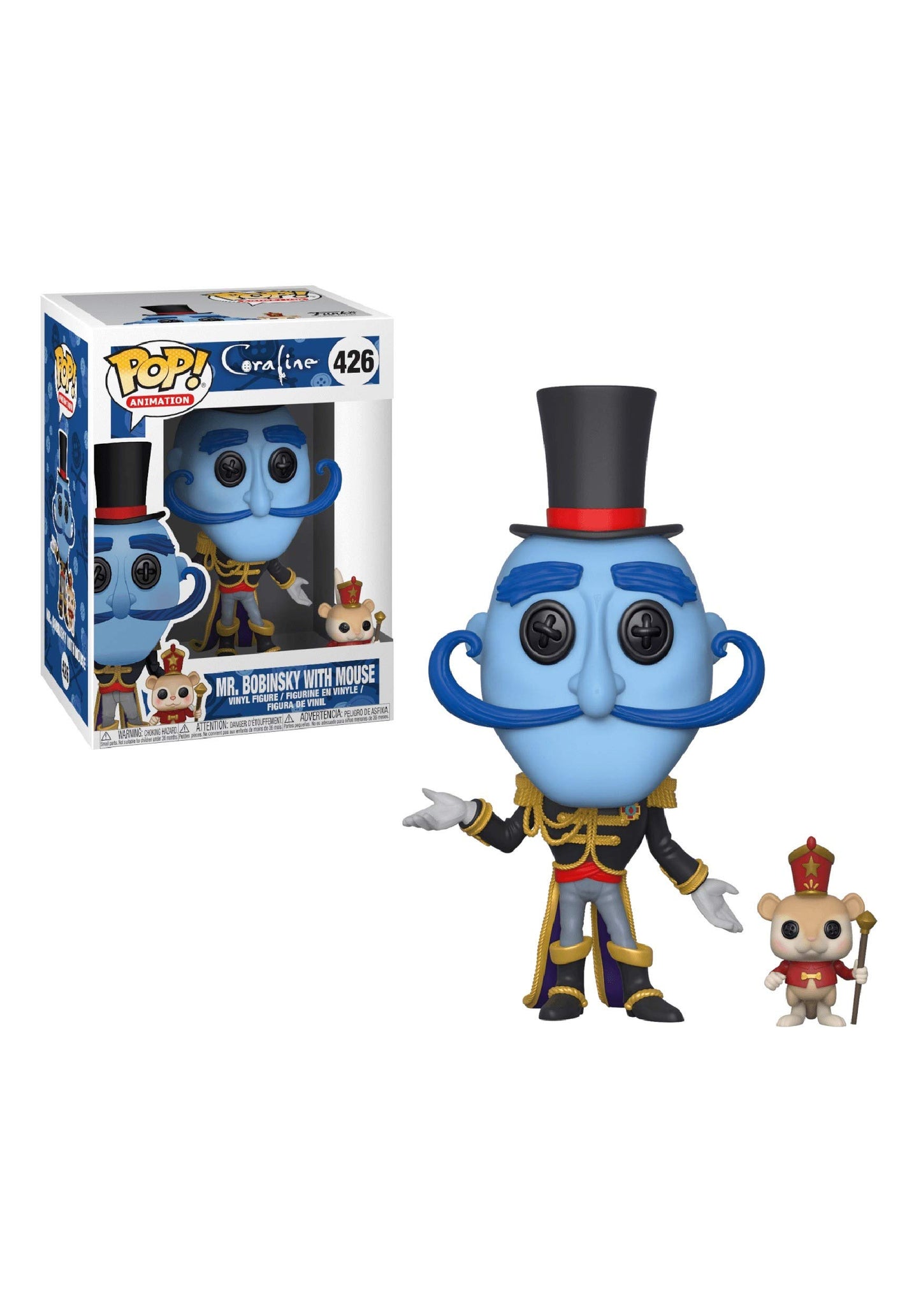 Funko Pop Movies: Coraline - Mr. Bobinsky with Mouse Collectible Figure, Multicolor
