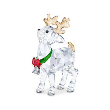 Swarovski Joyful Ornaments Santas Reindeer Figurine, Multicolored Crystals, Part Of The Joyful Ornaments Collection