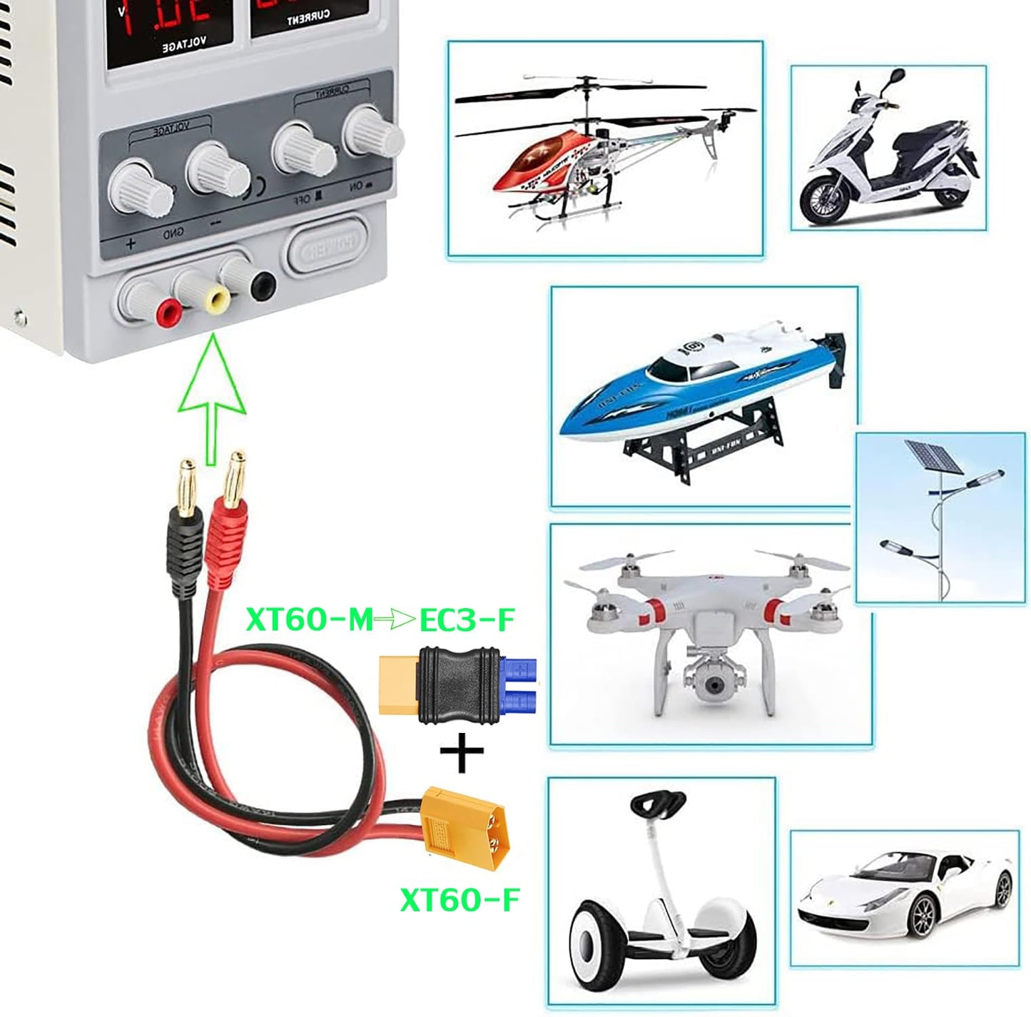 Laisomeke 2 Pack XT60 Male to EC3 Female Mould Type Adapter no Wire Connector Adapter for LiPO Battery