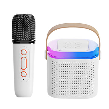 Mini Karaoke Machine For Kids,Portable Bluetooth Speaker With Wireless Microphone For Kids Toddler,Gifts For Girls And Boys Birthday (Pink 2 Mic) (White 1 Mic)