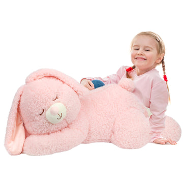 Cudhug Bunny Stuffed Animal, Giant 32'' Easter Stuffed Bunny, Large Soft Plush Rabbit Toy Birthday Party Gifts for Kids Girls Bo