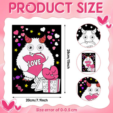 Zhanmai 30 Pcs Valentines Day Coloring Posters Monster DIY Valentines Crafts Bulk Color Your Own Crafts Heart Monster Posters D