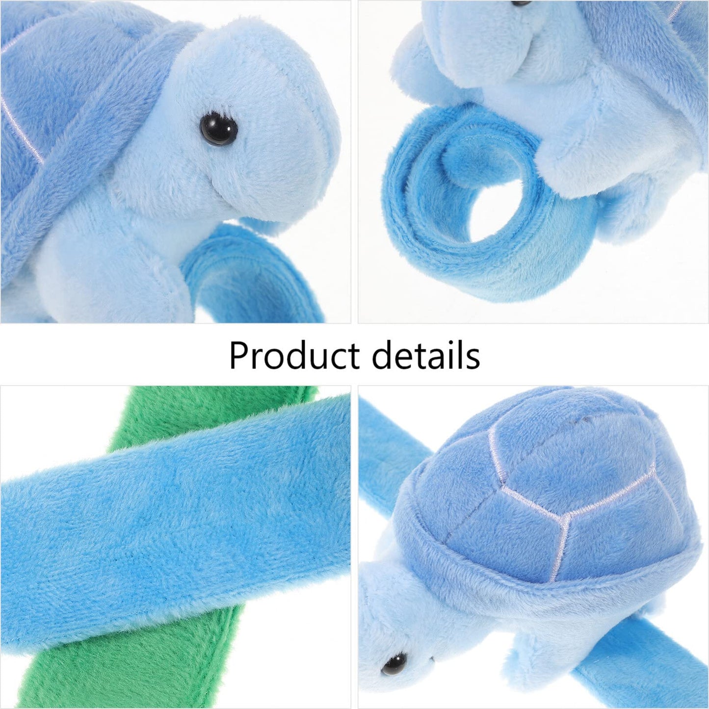 Abaodam 2pcs Turtle Slap Bracelet Plush Stuffed Animal Slap Bracelet Hugger Snap Wrist Band for Kids Birthday Party Gifts