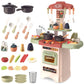 deAO Kitchen Toys for Kids Kitchen Playset Toy with Sounds and Lights Role Playing Game Pretend Food and Cooking Playset,26 PCS 