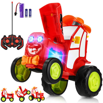 Remote Control Car For Kids 3 4 5 6 7 Year Old,90 Upright Stunt Rc Cars With Light And Music,Rocking Tumbling Electric Train Toy