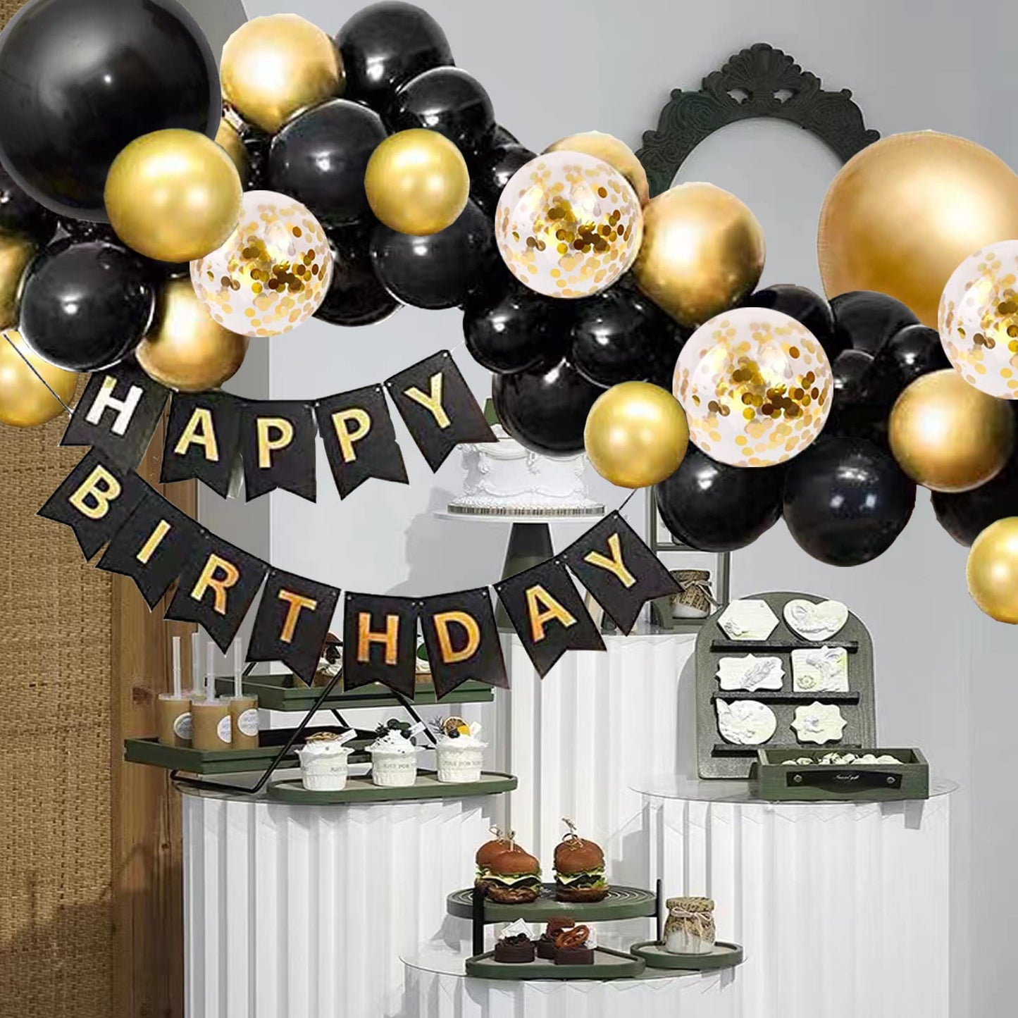 Black Gold Balloons Fiol Balloons Arch Set For New Year Wedding Birthday Party Baby Shower Party Background Decoration