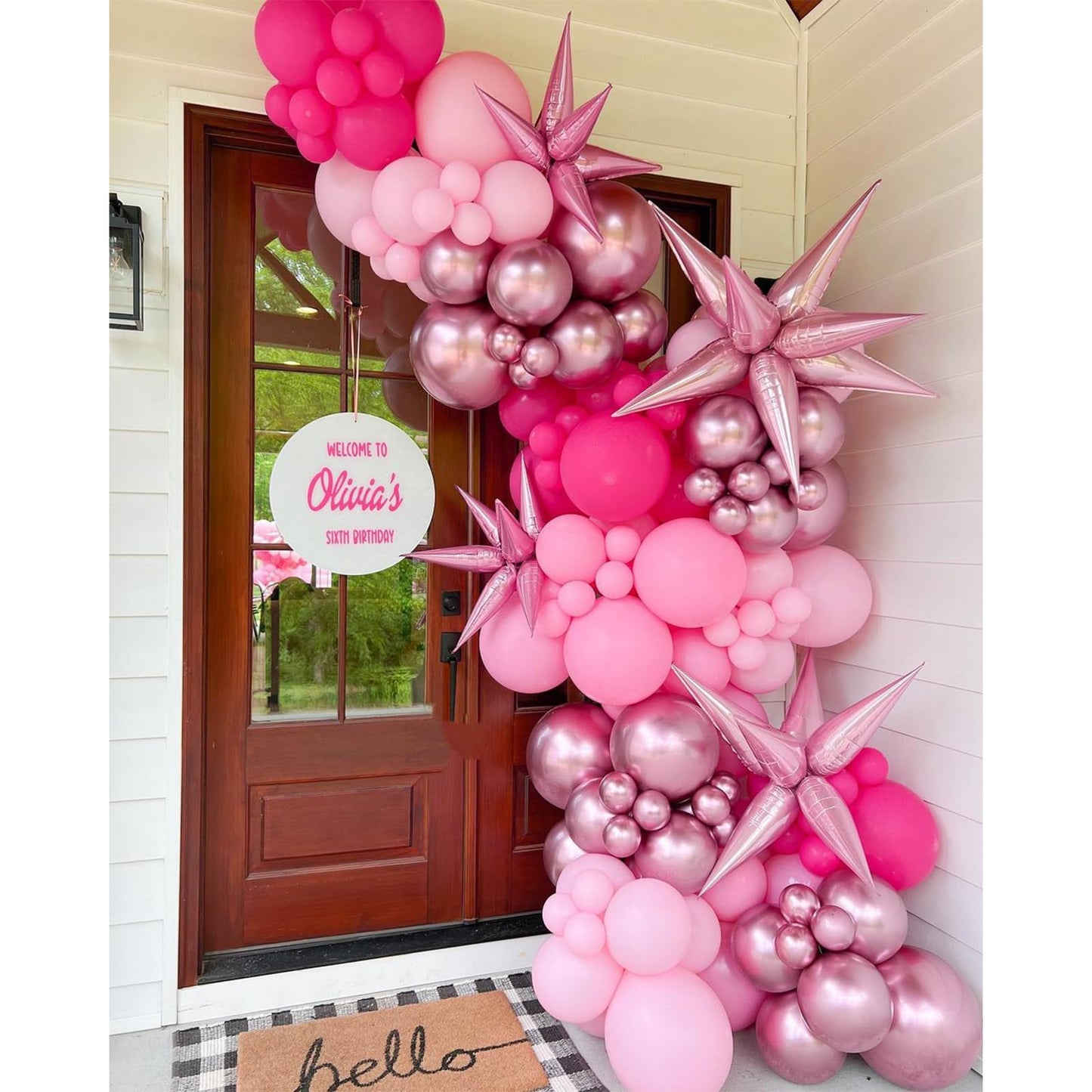 Nisocy Pink Balloons Garland Arch Kit, 18In 12In 10In 5In Different Size 124Pcs Hot Pink Metallic Pink Balloons For Pink Party,