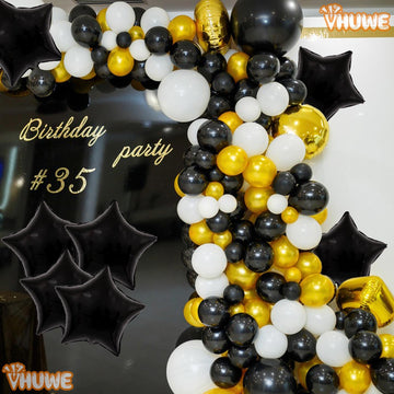 Black Star Balloons 18 Inch, 10 Pcs Black Star Shaped Mylar Helium Foil Metallic Balloon For Birthday Party Decorations Baby Sho