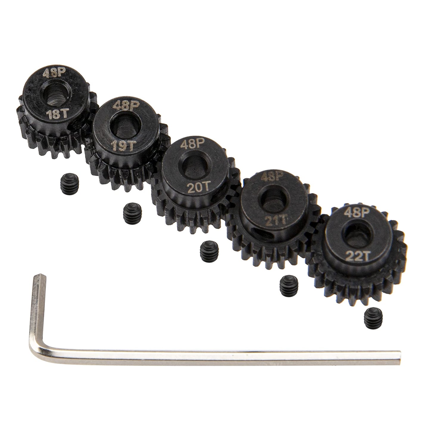 5Pack Sharegoo Steel 48P 3.175Mm Pinion Gear Sets 18T 19T 20T 21T 22T Fit 3.175Mm (1/8-Inch) Shaft Compatible With Arrma Hpi Kyo