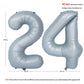 40 In Matte Gray Number Balloons Helium Foil Mylar Balloon Birthday Party Banquet Decoration 24