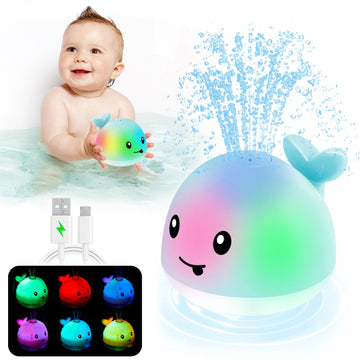 Baby Bath Toys, Toddler Bath Toys For Kids Ages 3+, Light Up Whale Bath Toy Sprinkler, Infant Baby Toys Bathtub Fountain Water T