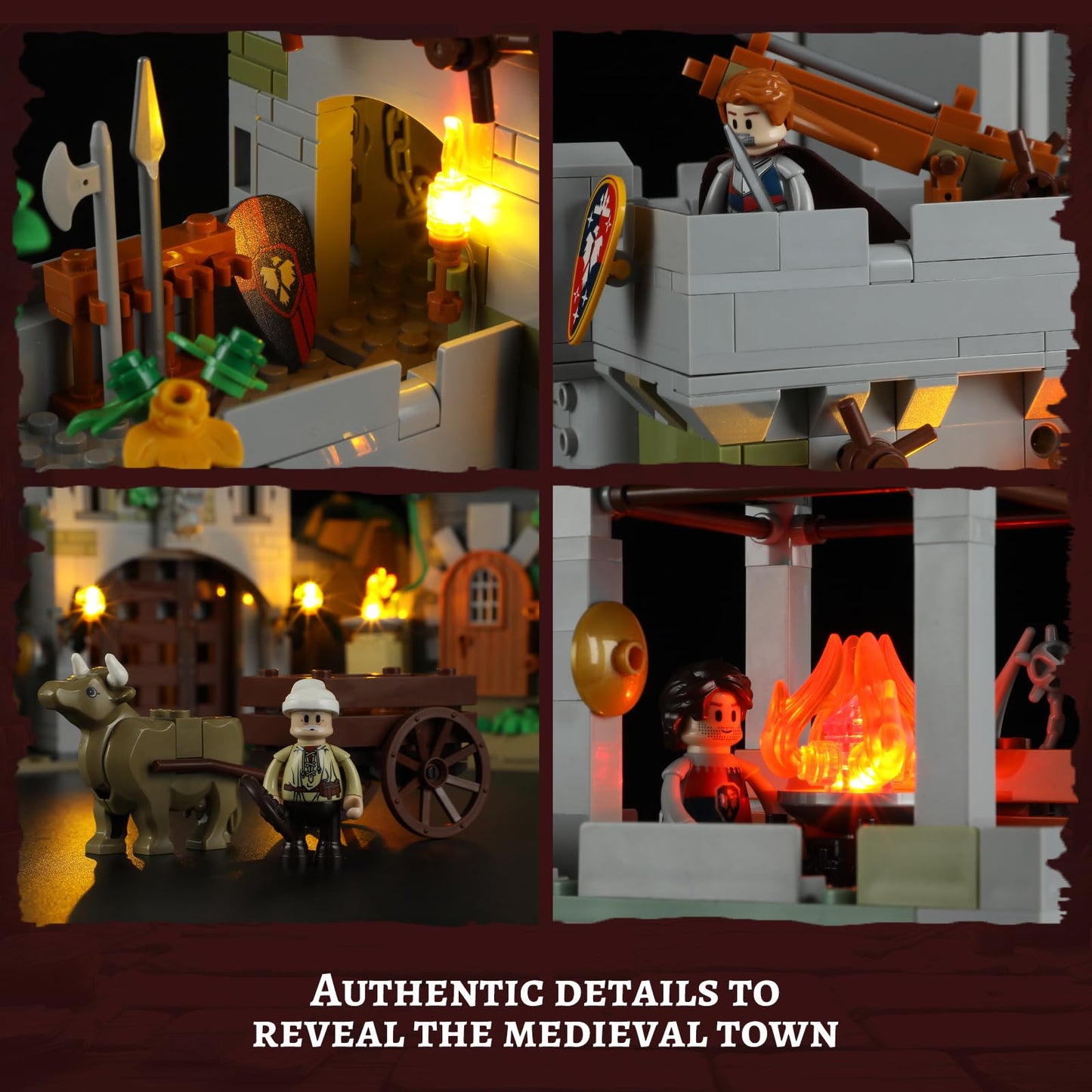 FUNWHOLE Medieval Watchtower Building Set - 1625 Pcs Plastic Castle Model F9027, 40.64cm x 25.4cm x 43.18cm, Collectible