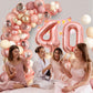 40Th Birthday Decorations For Women,Rose Gold 40Th Birthday Balloon Arch Garland Kit With Happy 40Th Birthday Number 40 Foil Bal