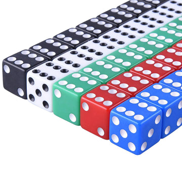 AUSTOR 50-Piece Game Dice Set - 5 Colors Square Corner Dice with Velvet Bag for Tenzi, Farkle, Yahtzee, Bunco, Math Teaching