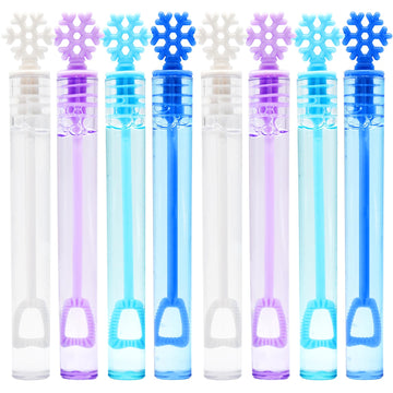 48 Pack Bubbles for Kids Party Favors - 4 Colors Mini Snowflake Bubble Wand Bulk with Bubbles Refill Solution Toys for Christmas Winter Easter Basket Goodie Bag Stuffers Birthday Gifts Supplies