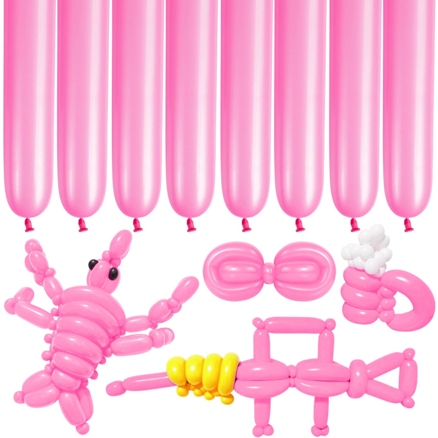 Lxzfcrg 260 Balloons Pink Long Balloons For Balloon Animals, Thickening Long Skinny Latex Twisting Balloon For Balloon Garland H