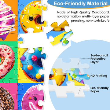 100 Pieces Puzzles For Kids Ages 4-8 | Delicious Donuts Jigsaw Puzzles | Large 100 Piece Puzzle For Toddler Children | Sturdy,Safe | Engaging & Educational Toys Great Gift For Boys Girls,15X10In