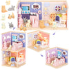 TQQFUN Cat Toys for Kids, 76 Pcs Cat and Dog Pretend Play Figures Playset, Toddlers Gift Interactive Role Play with Cake Treats,