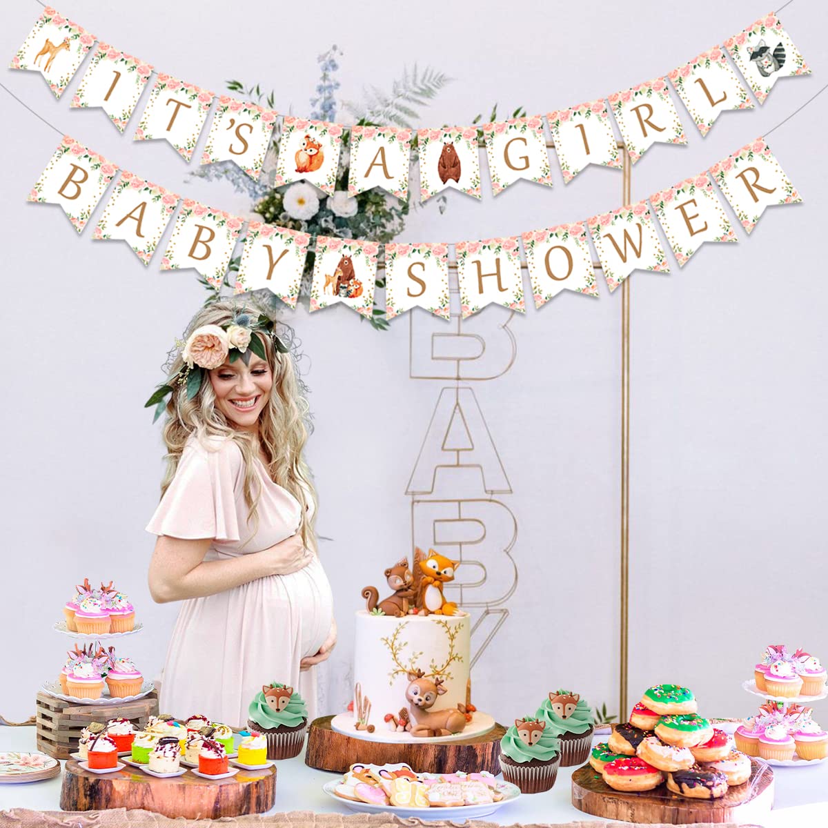 Woodland Baby Shower Decorations Woodland Its a Girl Baby Shower Banner - Forest Animal Garland for Woodland Creatures Baby Show