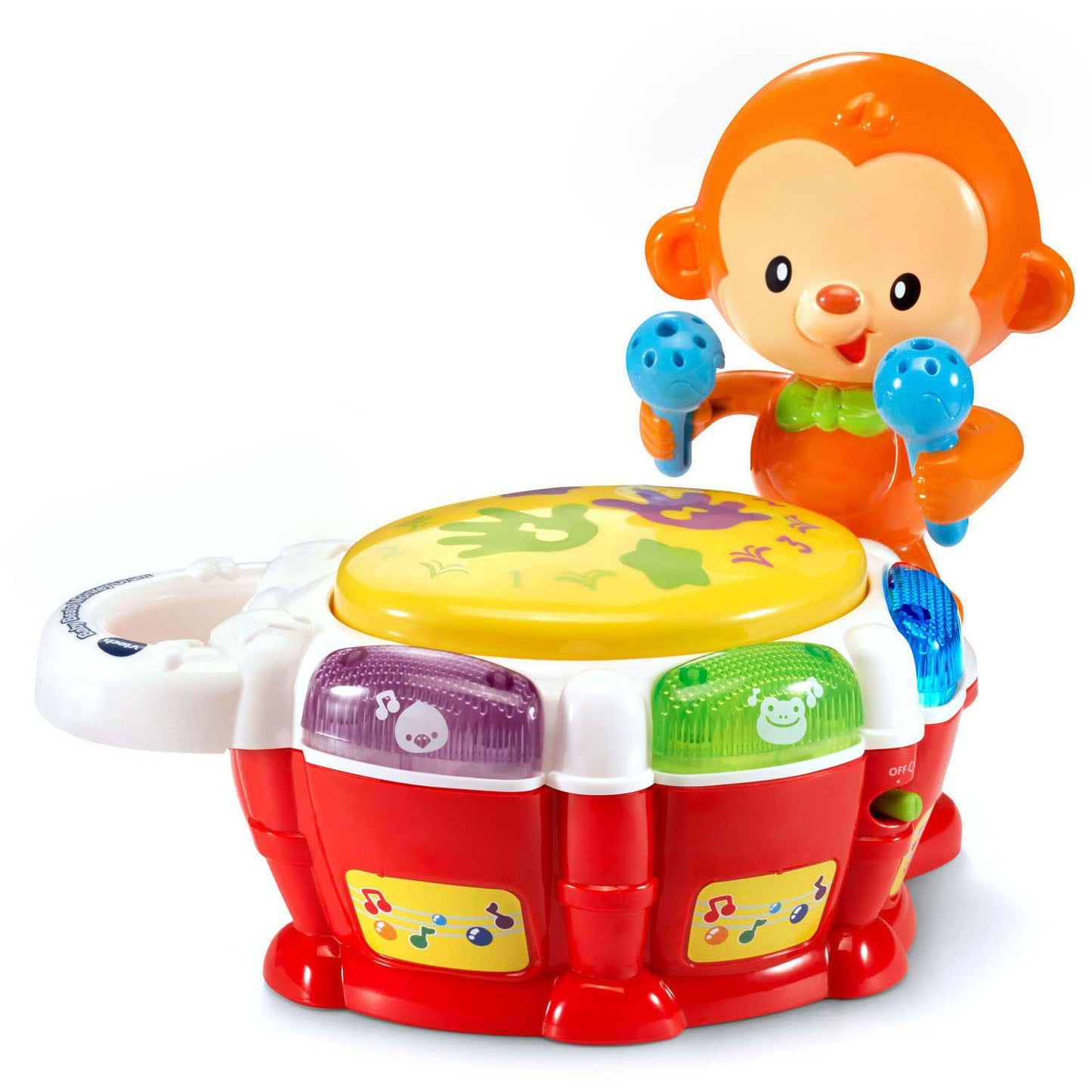 VTech Baby Beats Monkey Drum - Small Multicolor Toy Drum, Plastic, Model 80-503200, Includes AAA Battery and Manual
