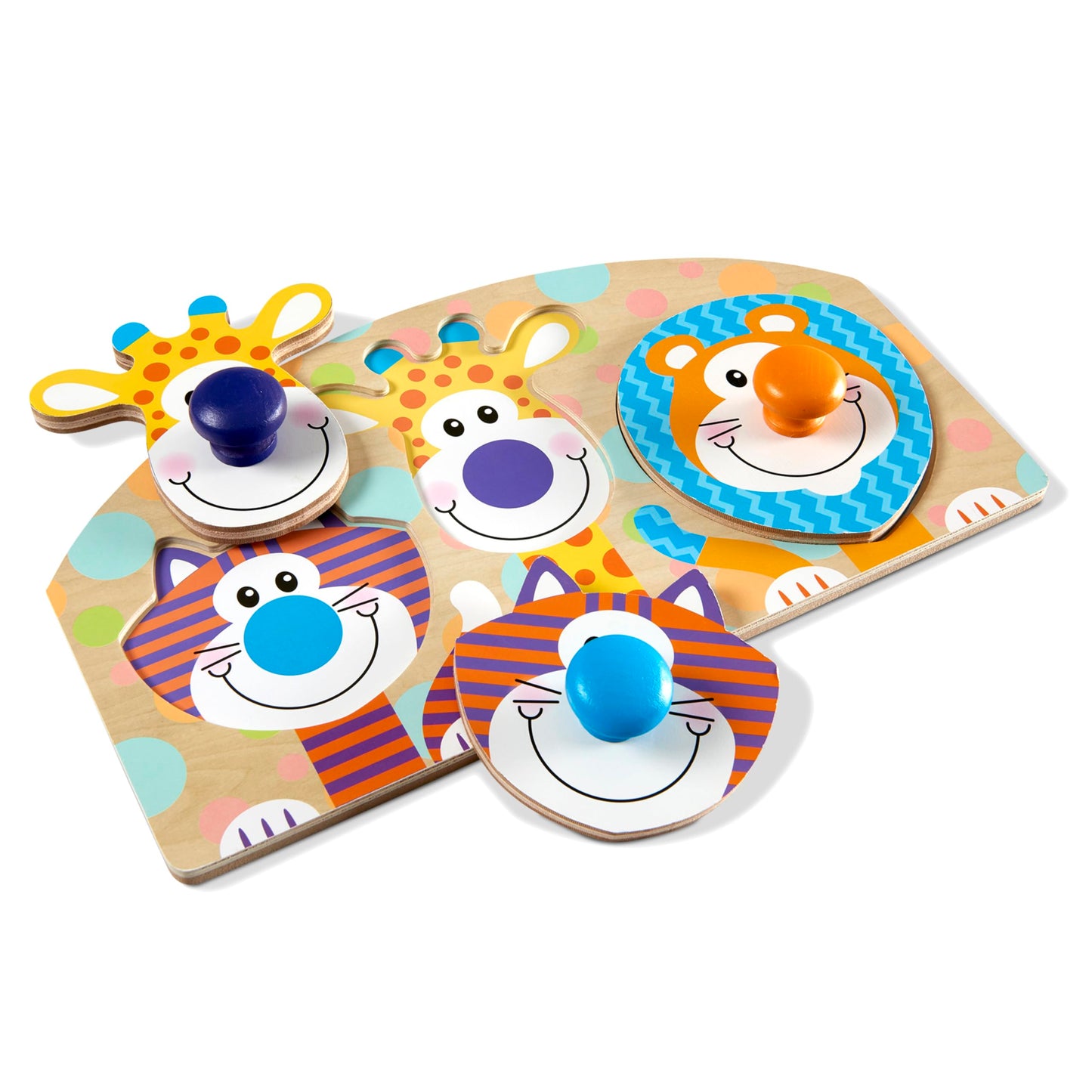 Melissa & Doug Wooden Jumbo Knob Safari Animal Puzzle, 3 Pieces, Multi Color, Model 3439