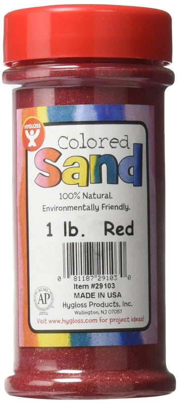 Hygloss Products Colored Play Sand - Assorted Colorful Craft Art Bucket O' Sand, Red, 1 Lb