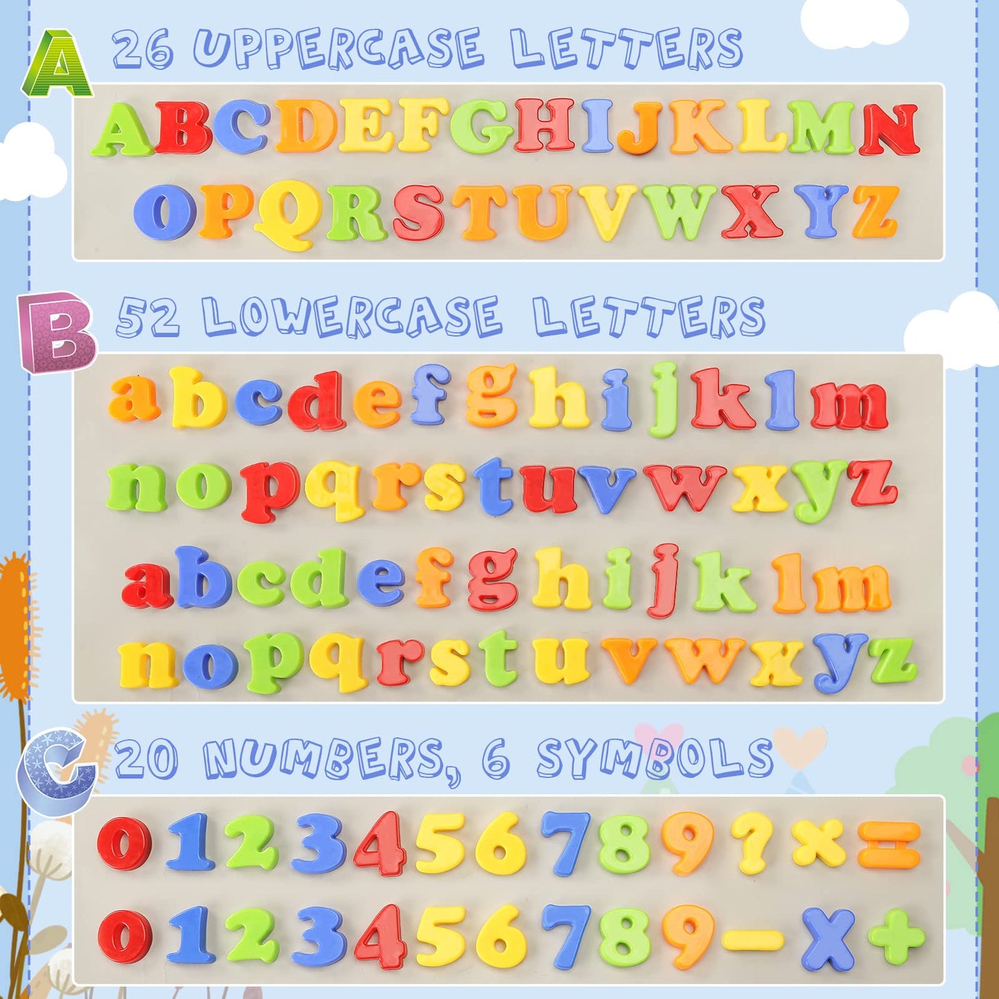 Lovestown Magnetic Letters And Numbers Set,Abc 123 Alphabet Fridge Magnets, Educational Learning Toy For Toddlers,Letter Magnets 104 Pieces