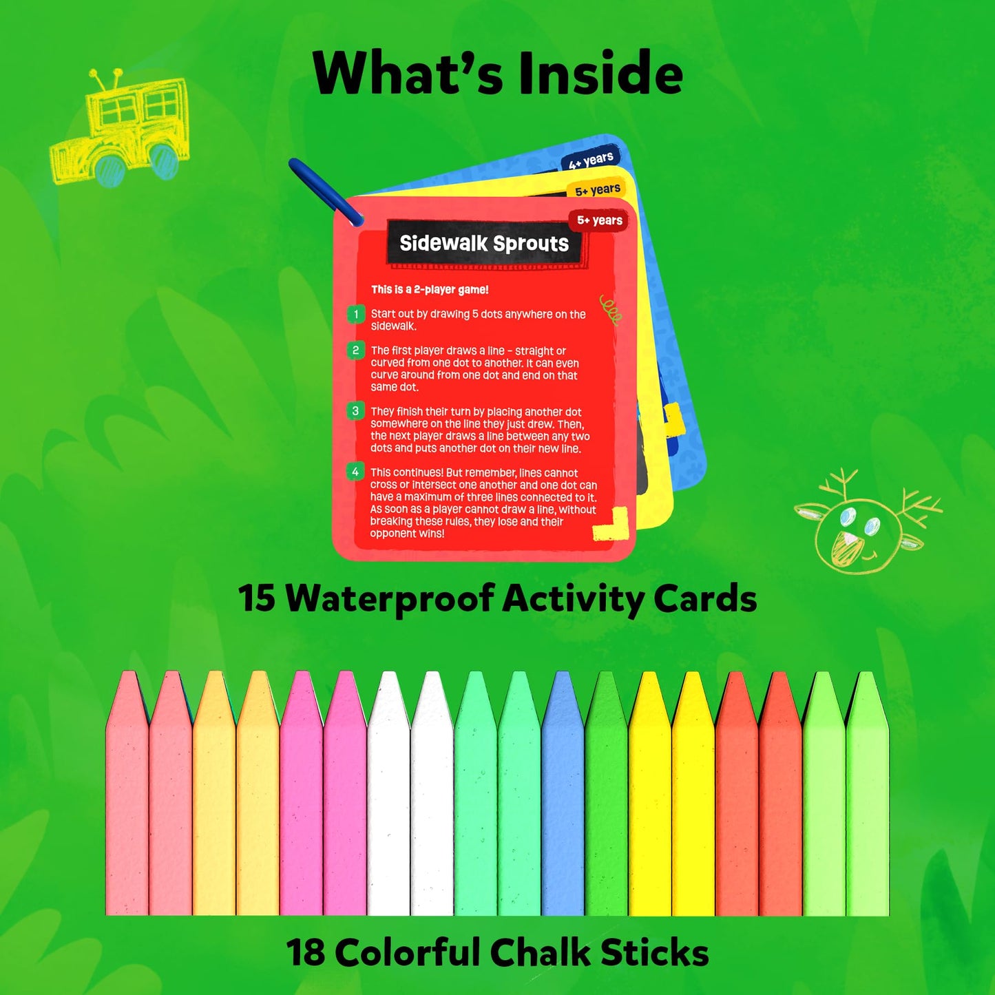 Skillmatics Sidewalk Chalk Activity Kit - Creative Outdoor Fun with 18 Washable Chalk Sticks, 15 Activities & Games for Kids, Gi